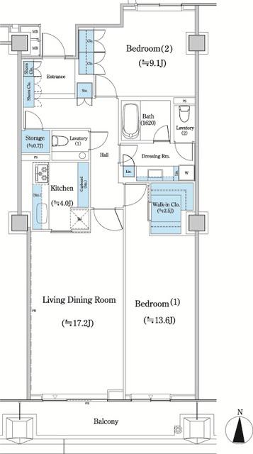 二番町テラス(2LDK/10階)の間取り写真
