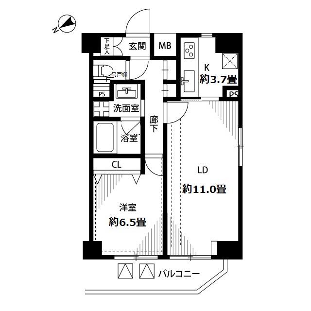 プレール・ドゥーク押上Ⅱ(1LDK/11階)の間取り写真
