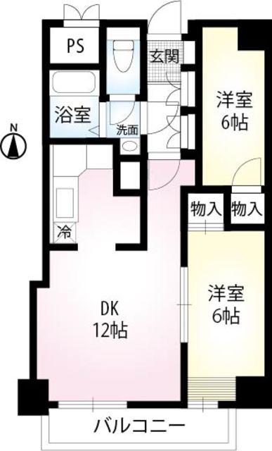 PRISM COURT綾瀬(2DK/5階)の間取り写真