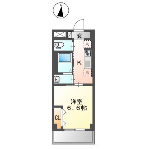 リリウム(1K/1階)の間取り写真