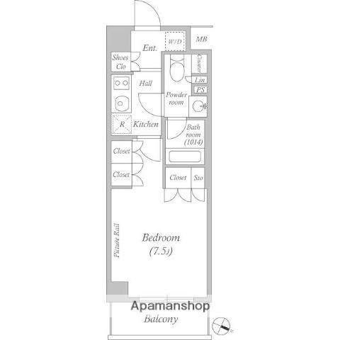 ルクレ西池袋(1K/2階)の間取り写真