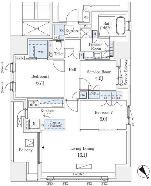 グランスイート千代田麹町(2SLDK/13階)の間取り写真