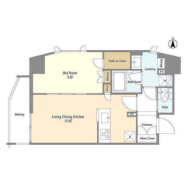 CASSIA上野入谷(1LDK/2階)の間取り写真