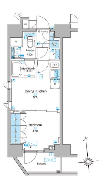 ブラウ東上野(1DK/14階)の間取り写真