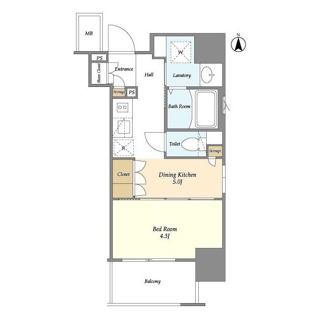 ORME COURT NIPPORI イースト(1DK/6階)の間取り写真