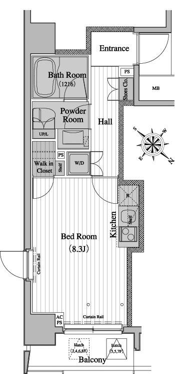 レジディア月島Ⅱ(ワンルーム/6階)の間取り写真
