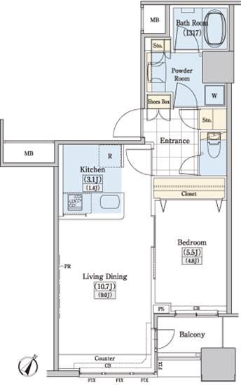 レジディアタワー上池袋(1LDK/17階)の間取り写真