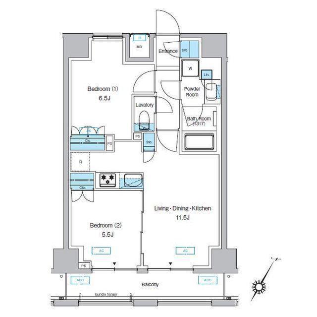 プレディアコート森下テラス(2LDK/6階)の間取り写真