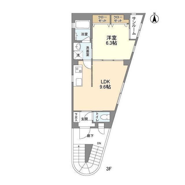ラ フェリオ(1LDK/3階)の間取り写真