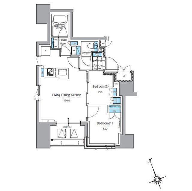 J.リヴェール上野入谷プレイス(2LDK/5階)の間取り写真