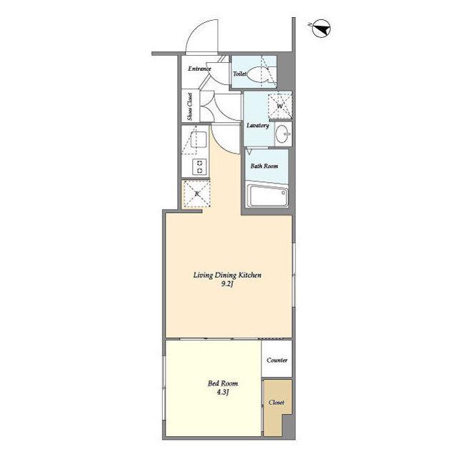 ウェルスクエアイズム千川Ⅱ(1LDK/1階)の間取り写真