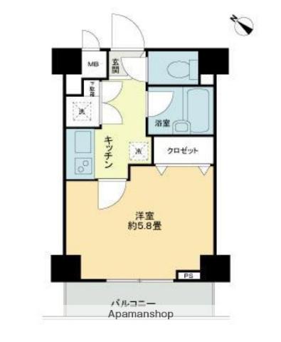 サンパティオ文京千石(1K/4階)の間取り写真