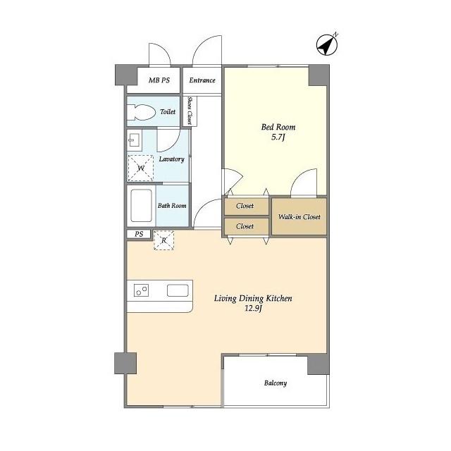 ウィルテラス船堀(1LDK/7階)の間取り写真