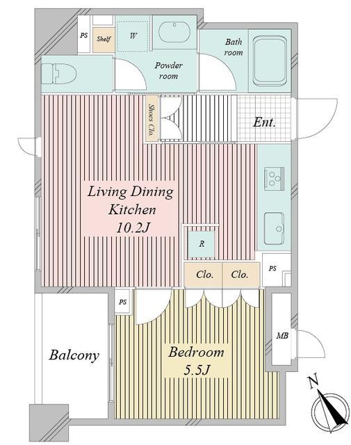 アクティ東仲通(1LDK/8階)の間取り写真
