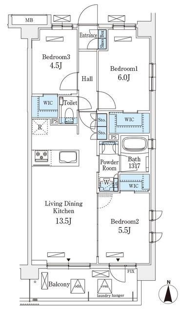 アヴァンカーサ町屋(3LDK/5階)の間取り写真