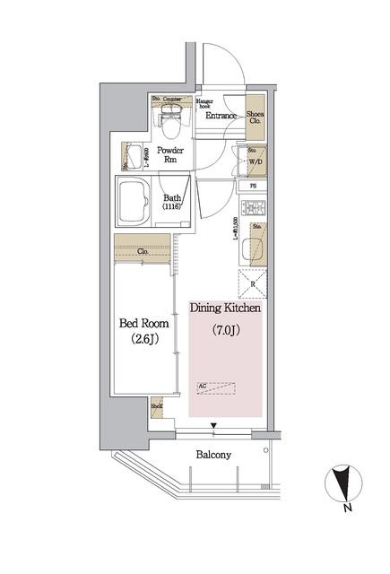 アーバネックス新御徒町(1DK/5階)の間取り写真