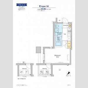 プラウドフラット月島アベニュー(1K/5階)の間取り写真