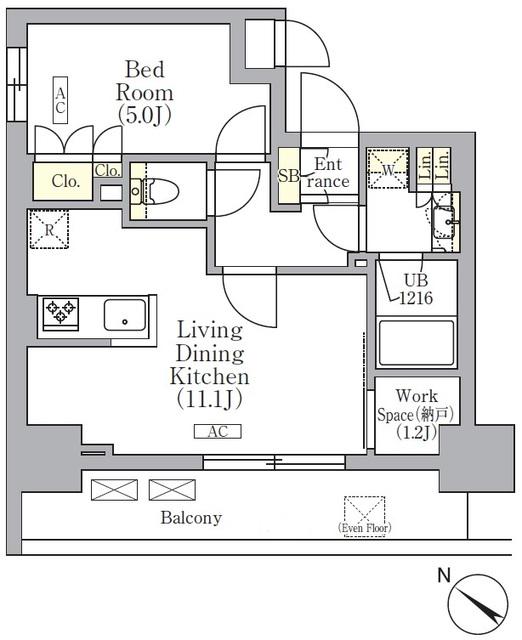 ORSUS 三ノ輪(1LDK/8階)の間取り写真