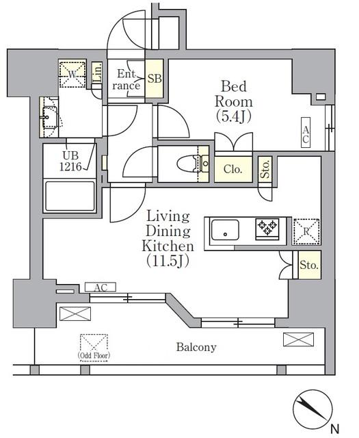 ORSUS 三ノ輪(1LDK/9階)の間取り写真