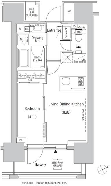 ザ・パークハビオ目白タワー(1LDK/10階)の間取り写真