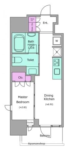 クロスレジデンス神田神保町(1DK/2階)の間取り写真