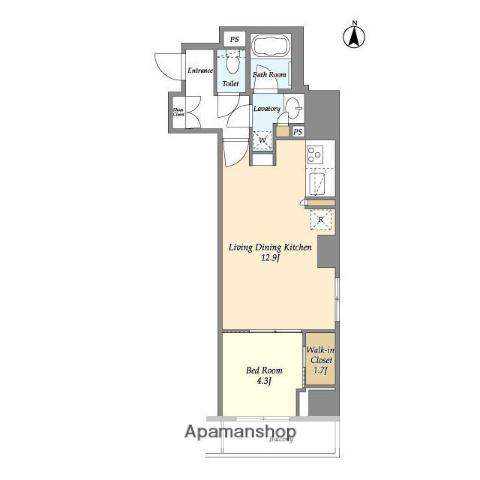 アスール両国(1LDK/6階)の間取り写真