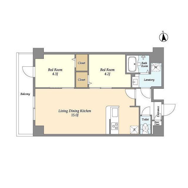 コンフォリア西尾久(2LDK/9階)の間取り写真