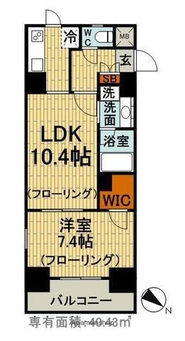 KDX岩本町レジデンス(1LDK/8階)の間取り写真