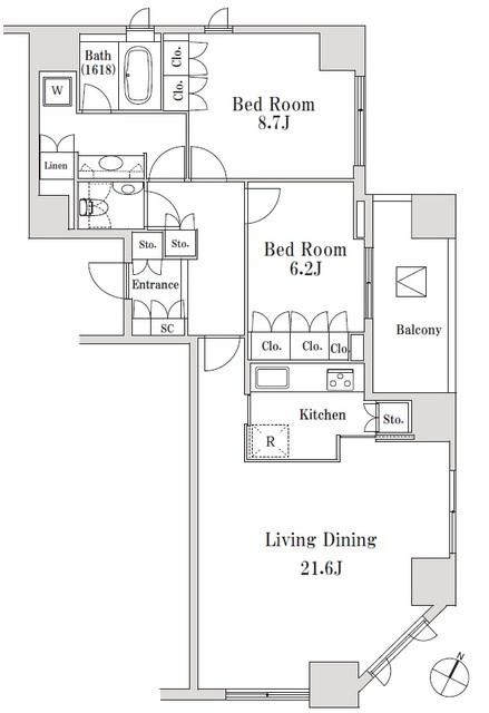 LASANTE一番町(2LDK/10階)の間取り写真