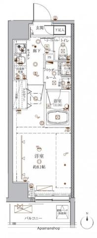 クレイシア入谷(1K/14階)の間取り写真
