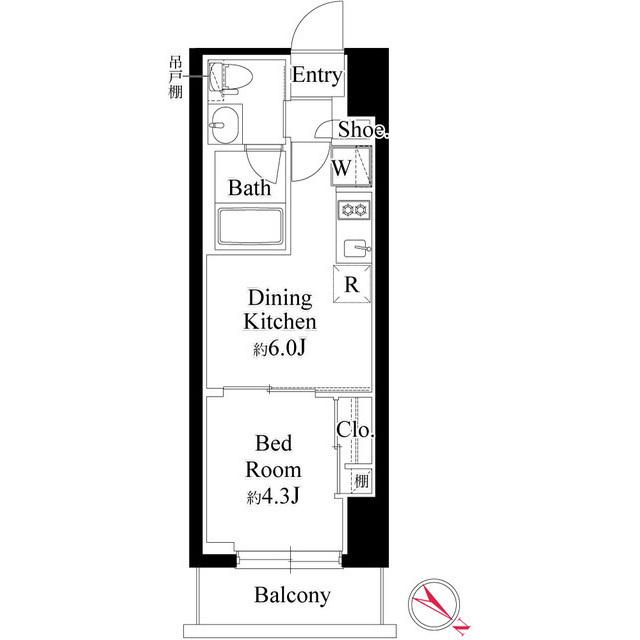 グランパセオ銀座築地(1DK/10階)の間取り写真