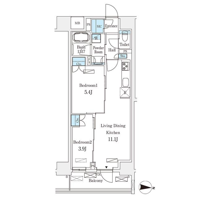 フロンティアレジデンス錦糸公園(2LDK/6階)の間取り写真
