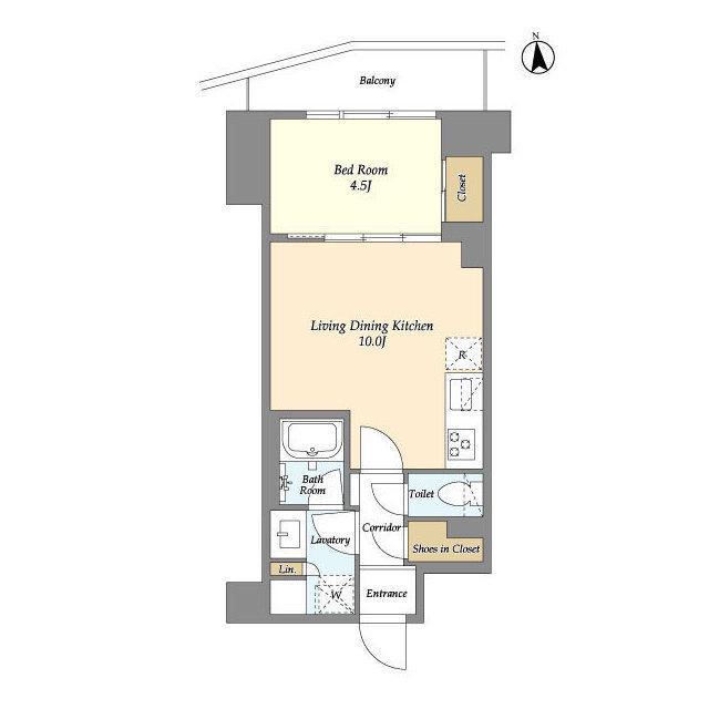 コンフォリア竹ノ塚イースト(1LDK/4階)の間取り写真