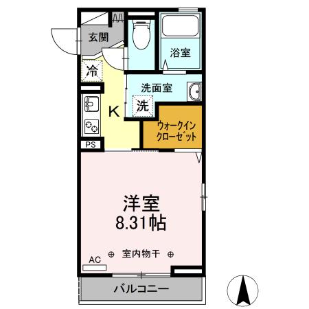 コンフォール高砂(1K/2階)の間取り写真