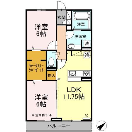 メゾンルミエール(2LDK/2階)の間取り写真