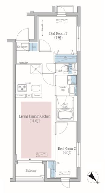 アーバネックス文京小石川(2LDK/4階)の間取り写真
