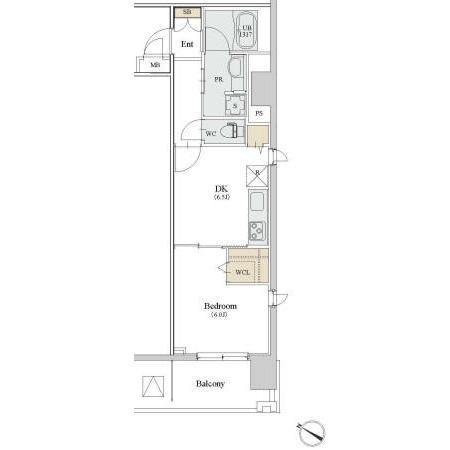 カスタリア人形町Ⅲ(1DK/5階)の間取り写真