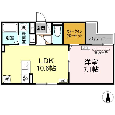 セレスティア大谷田II(1LDK/3階)の間取り写真