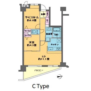 カスタリア目白(1LDK/5階)の間取り写真