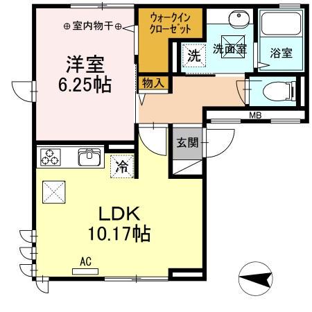 アリエッタ(1LDK/1階)の間取り写真