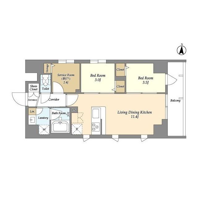 グランエール森下ウエスト(2SLDK/5階)の間取り写真