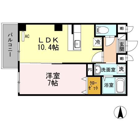 エスト四つ木(1LDK/2階)の間取り写真