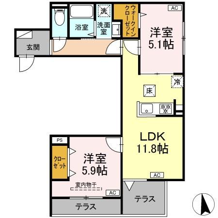 セレスティア東向島(2LDK/1階)の間取り写真