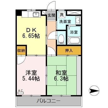 センチュリーハイツ(2DK/2階)の間取り写真