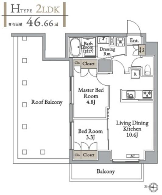 メトロステージ亀有(2LDK/6階)の間取り写真