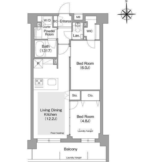 コンフォリア・リヴ文京護国寺(2LDK/B1階)の間取り写真