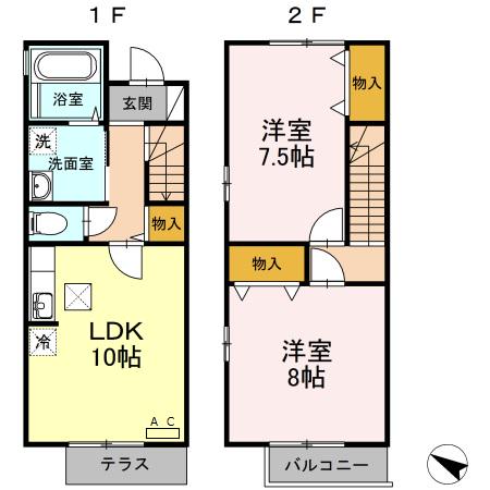 グランシャリオ(2LDK/1階)の間取り写真