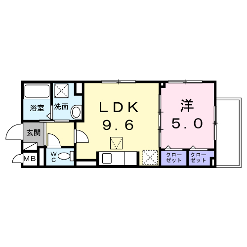CASA南千住(1LDK/1階)の間取り写真