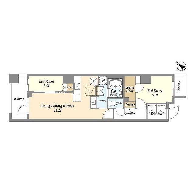 グランカーサ瑞江(2LDK/2階)の間取り写真
