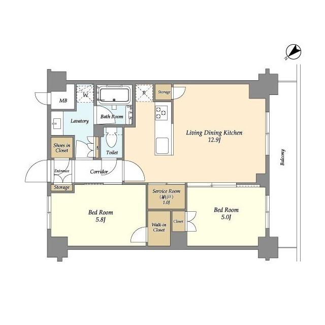 グランカーサ瑞江(2SLDK/5階)の間取り写真